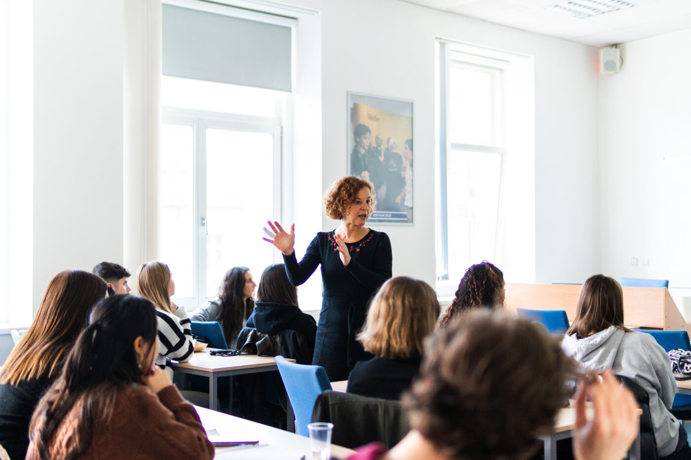 University of New York in Prague students engaging in a literature class discussion