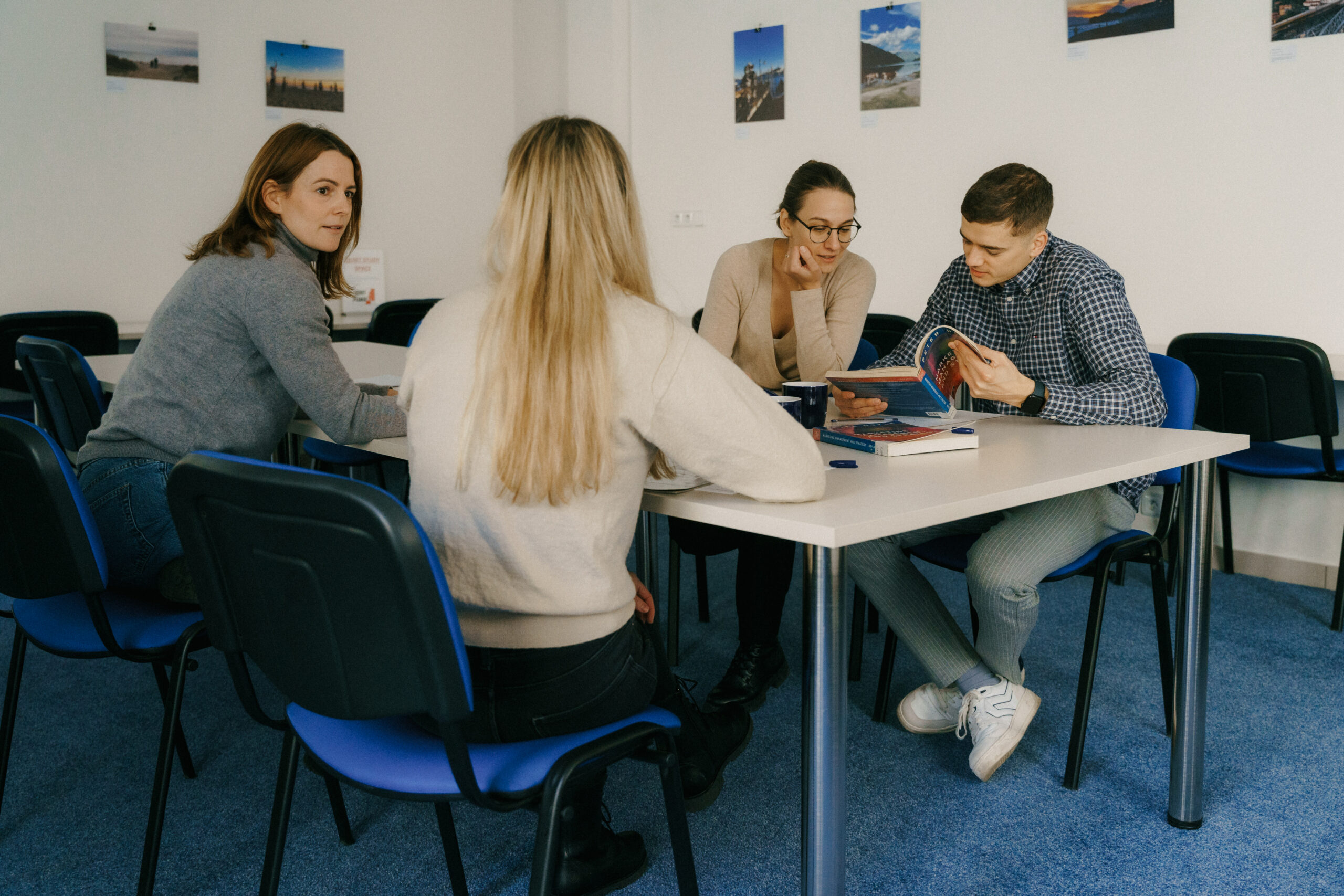 MBA Management students collaborating on leadership strategies at the University of New York in Prague