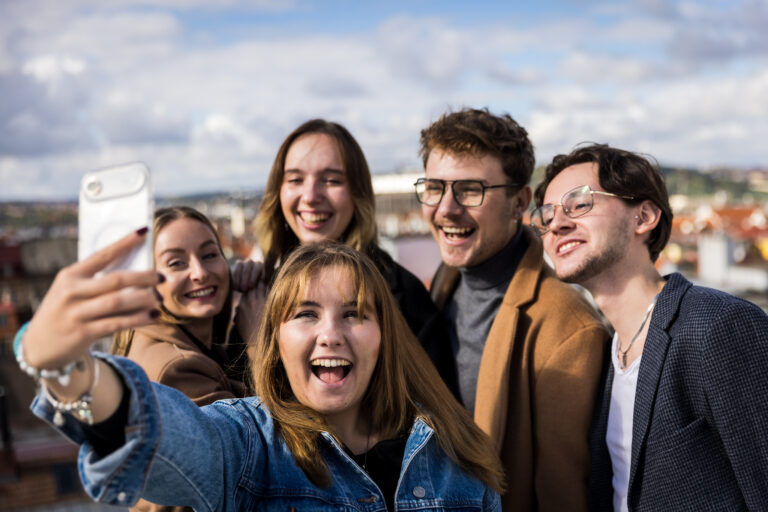 UNYP students share a moment of fun on the roof of the main campus