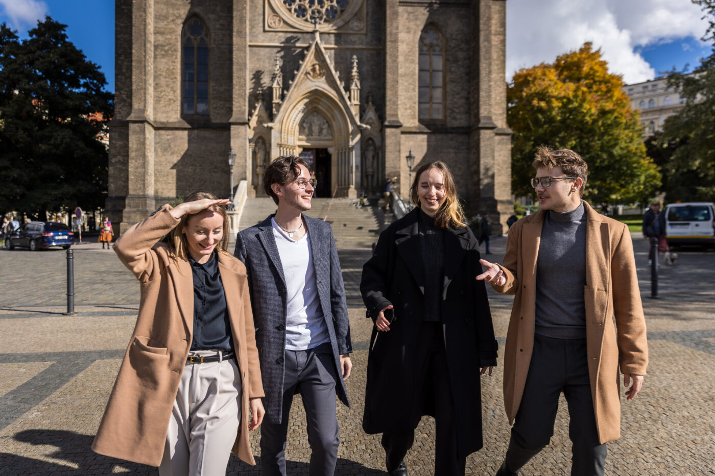 UNYP International Relations students stroll around the UNYP campus, debating current events.