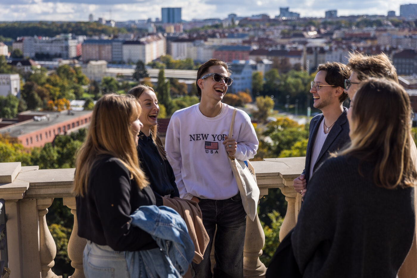 UNYP Psychology students returning to campus from a seminar in Prague.