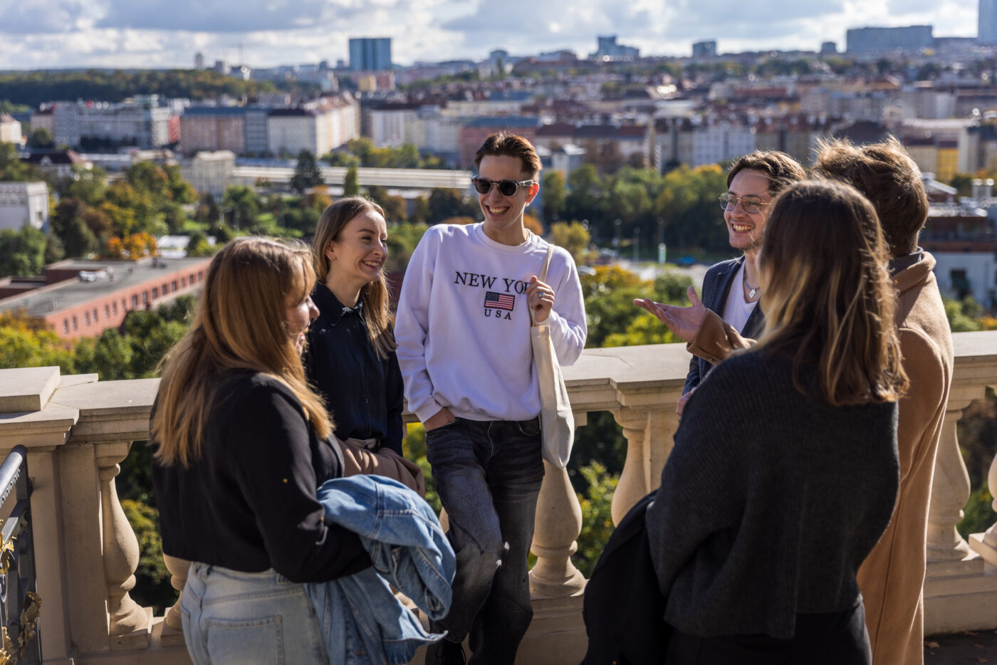 A group of UNYP Digital Marketing and Analytics Master's students take a break from class, talk about life in Prague and their career prospects.