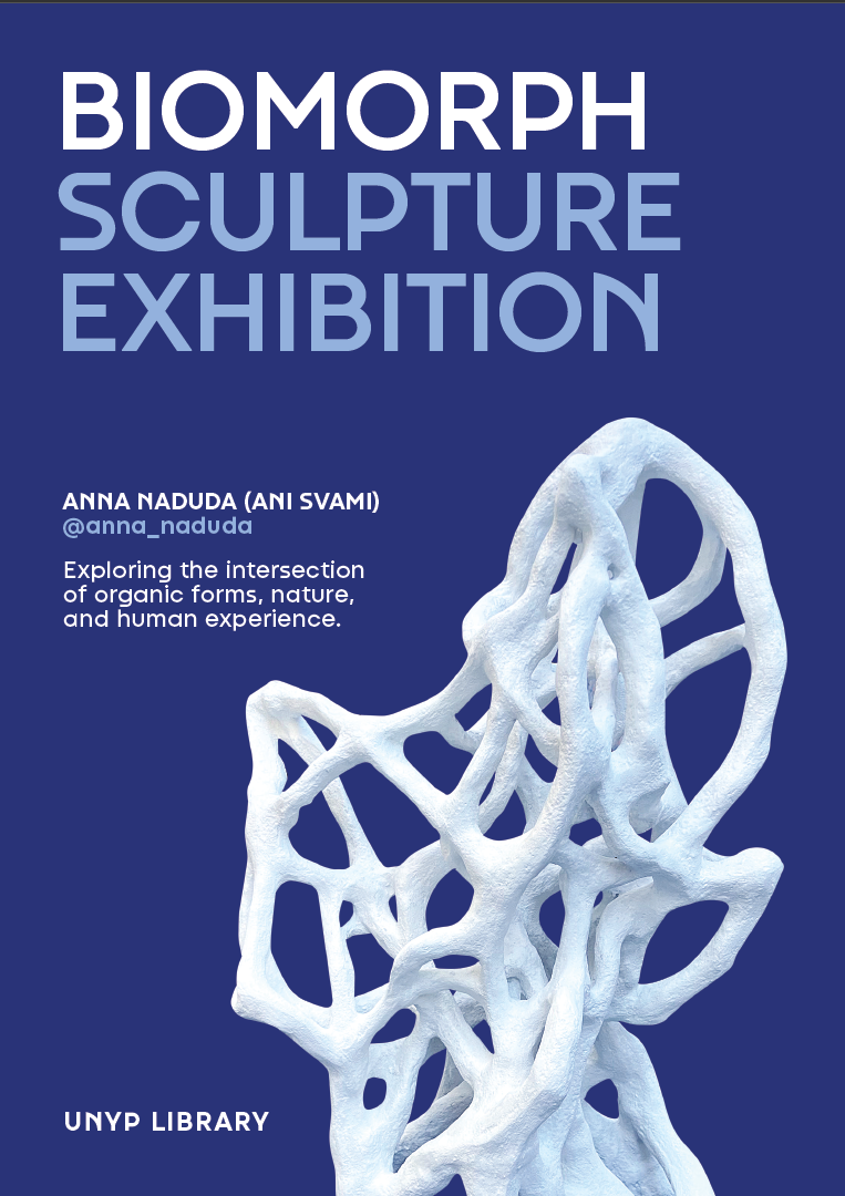 Biomorph statue part of art exhibition at unyp library